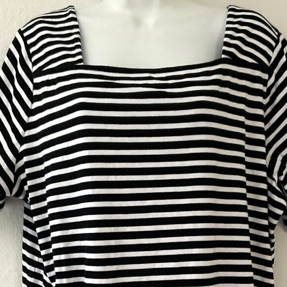 CROFT & BARROW BLACK WHITE STRIPED TOP PLUS 3X - Picture 4 of 11